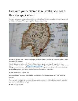 live with your children in australia you need