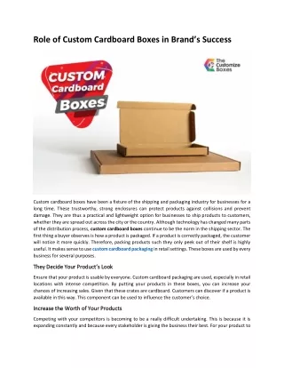 role of custom cardboard boxes in brand s success