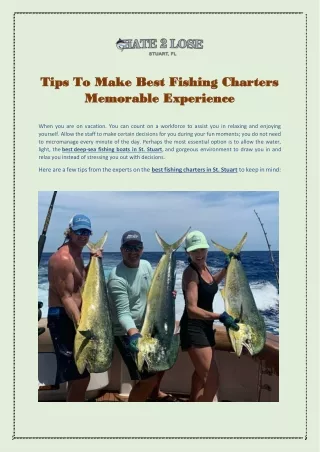Tips To Make Best Fishing Charters Memorable Experience