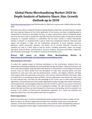 global photo merchandising market 2020 in depth