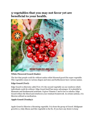 5 vegetables that you may not favor
