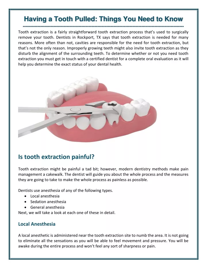 having a tooth pulled things you need to know