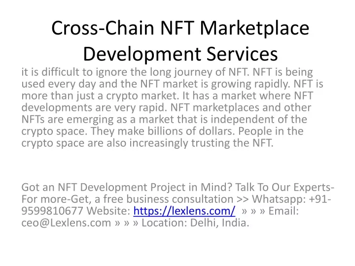 cross chain nft marketplace development services