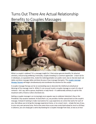 Turns Out There Are Actual Relationship Benefits to Couples Massages