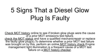 5 signs that a diesel glow plug is faulty