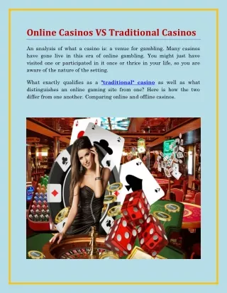 Online Casinos VS Traditional Casinos