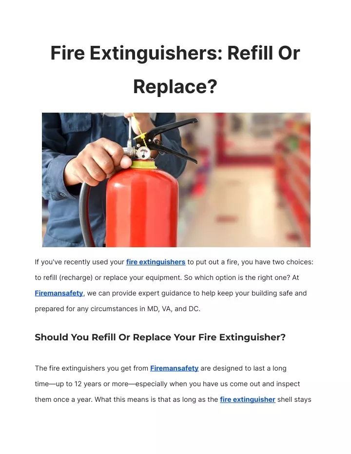 fire extinguishers refill or