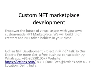 custom nft marketplace development