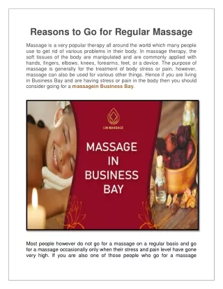 Reasons to Go for Regular Massage