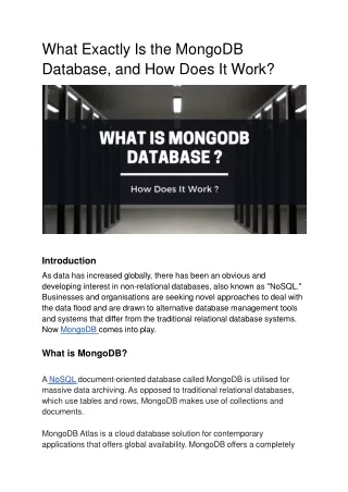 What Exactly Is the MongoDB Database, and How Does It Work?