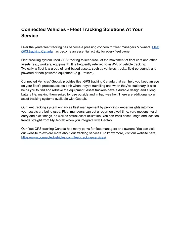 connected vehicles fleet tracking solutions