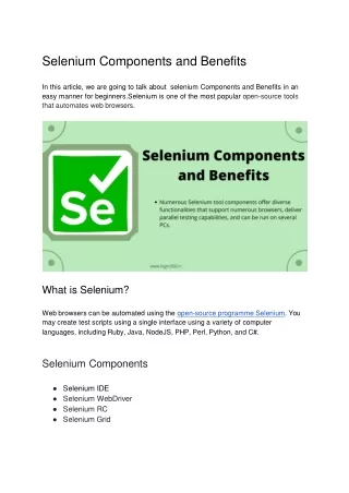 Selenium Components and Benefits