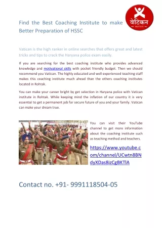 find the best coaching institute to make better