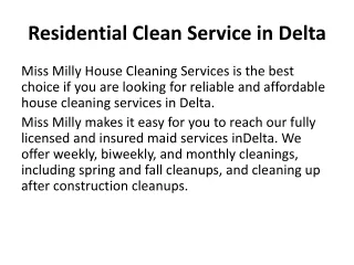 Residential Clean Service in Delta