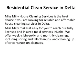 residential clean service in delta