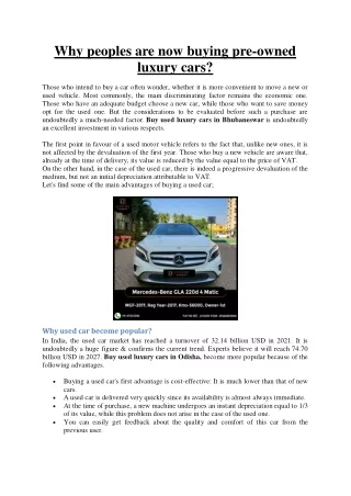 why peoples are now buying pre owned luxury cars