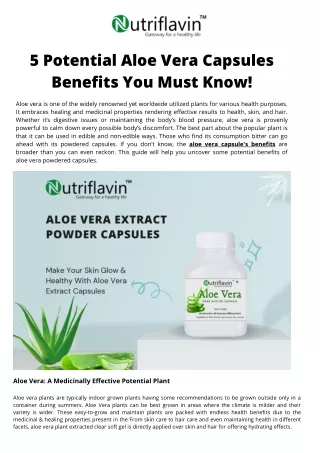 5 potential aloe vera capsules benefits you must