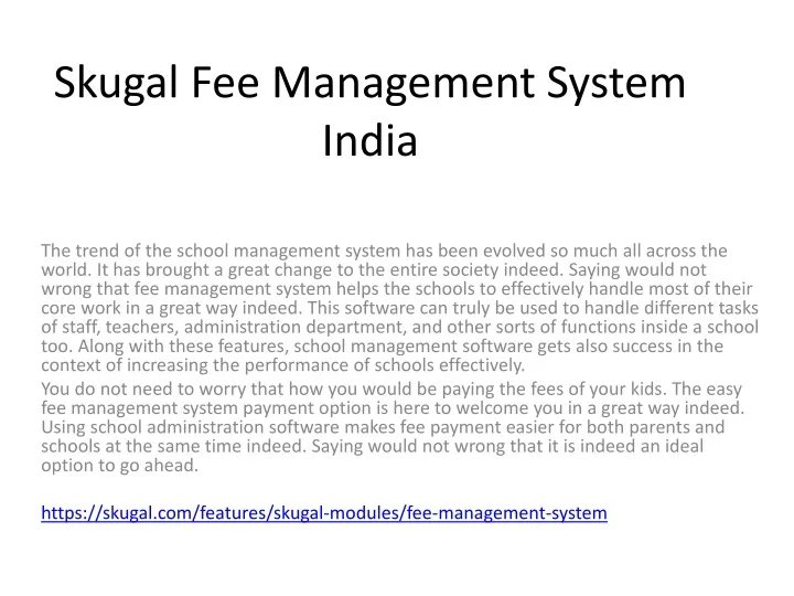 skugal fee management system india