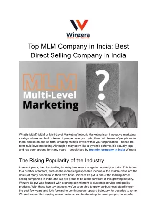 Best Direct Selling Company in India