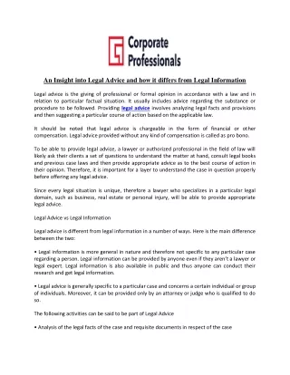 an insight into legal advice and how it differs