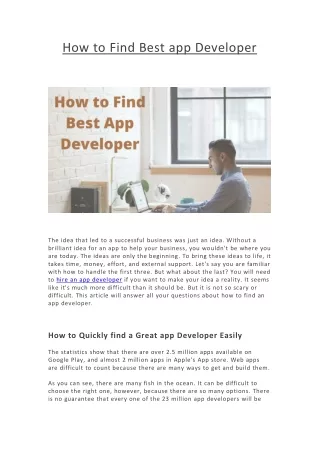how to find best app developer