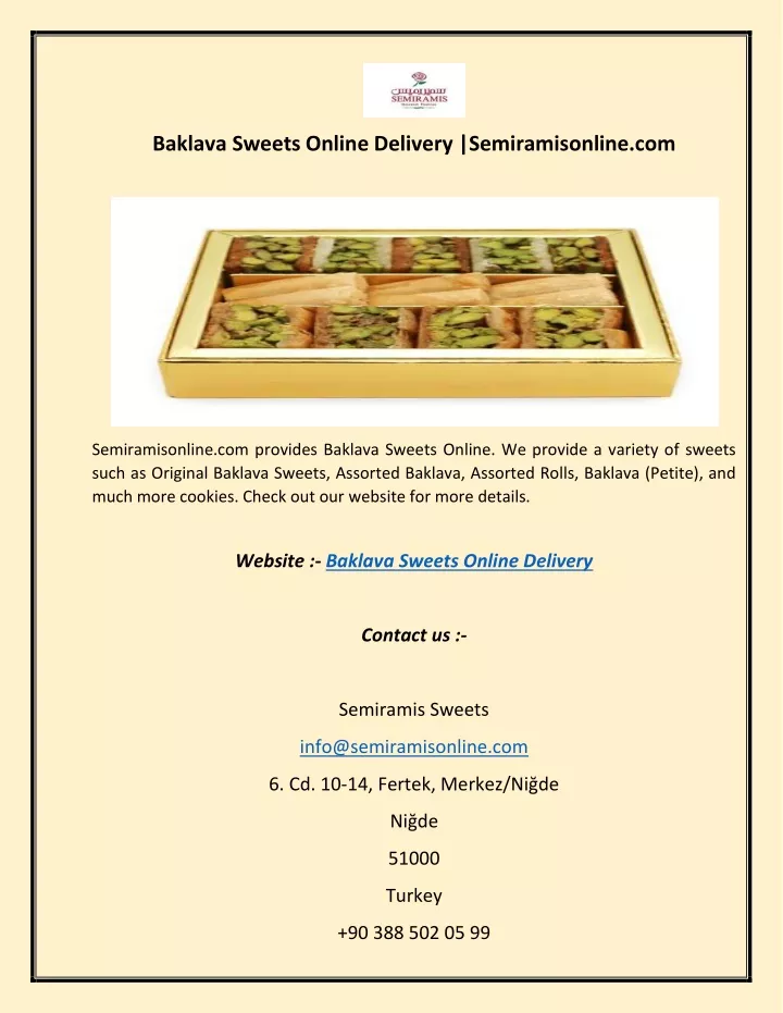 baklava sweets online delivery semiramisonline com