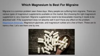 which magnesium is best for migraine