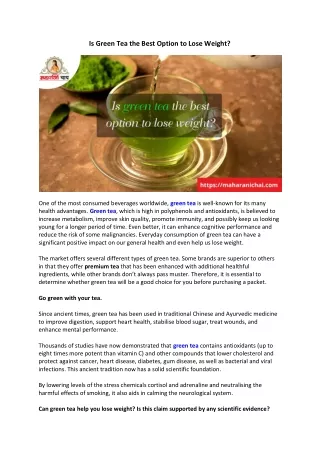is green tea the best option to lose weight