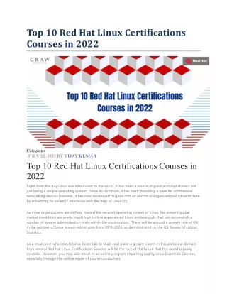 top 10 red hat linux certifications courses
