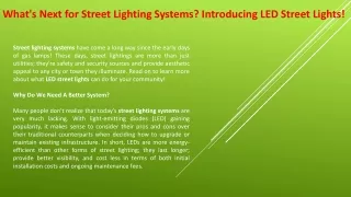 what s next for street lighting systems