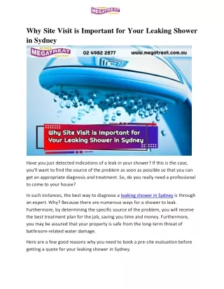 why site visit is important for your leaking