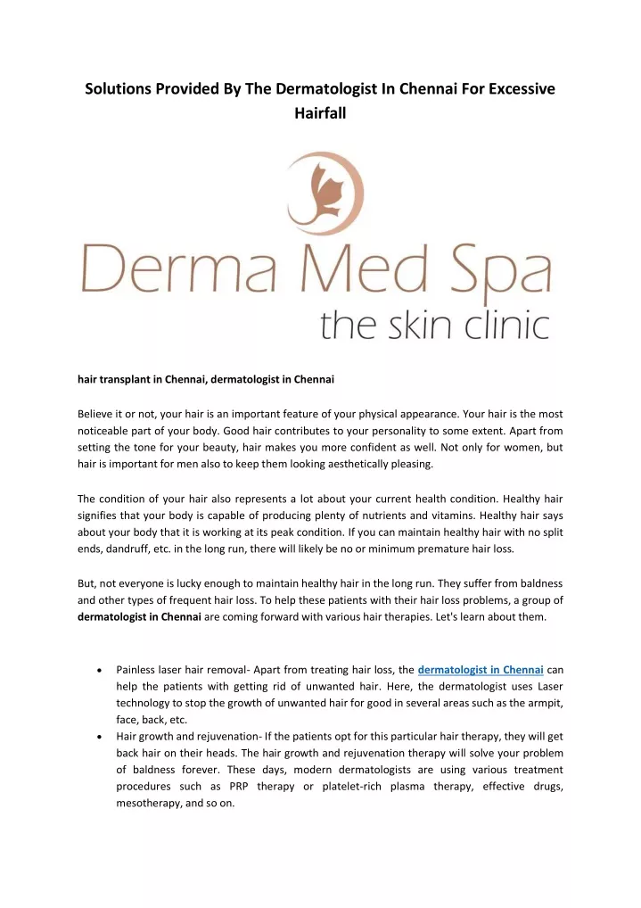 solutions provided by the dermatologist
