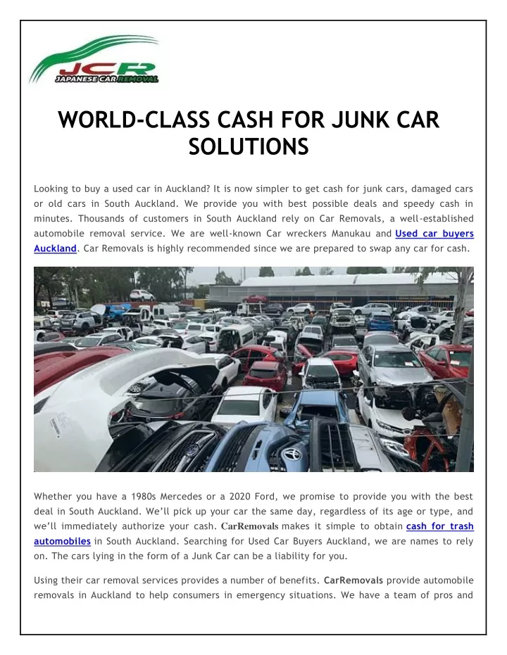 world class cash for junk car solutions