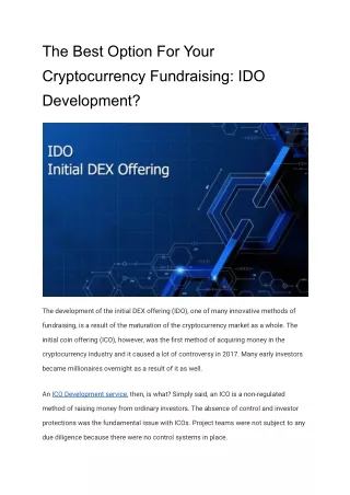 The Best Option For Your Cryptocurrency Fundraising_ IDO Development