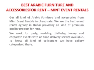 best arabic furniture and accessoriesfor rent mint event rentals