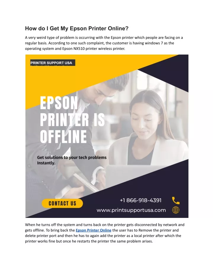 how do i get my epson printer online