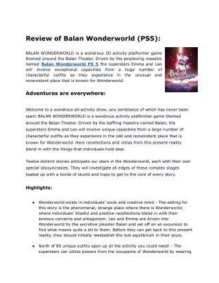 Balan Wonderworld PlayStation 5  Universal PlayStation