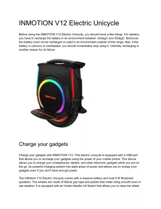 inmotion v12 electric unicycle