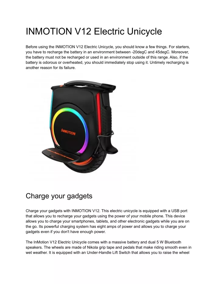 inmotion v12 electric unicycle