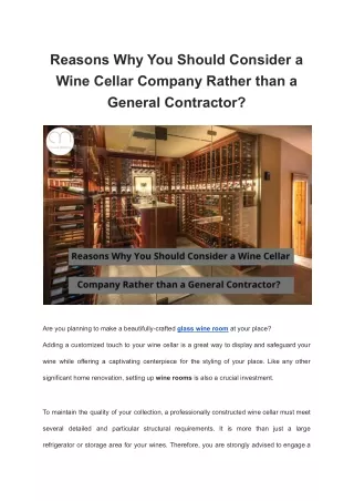 reasons why you should consider a wine cellar