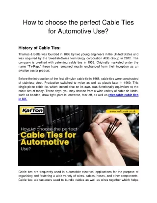 Kafton UK - How to choose the perfect Cable Ties for Automotive Use_