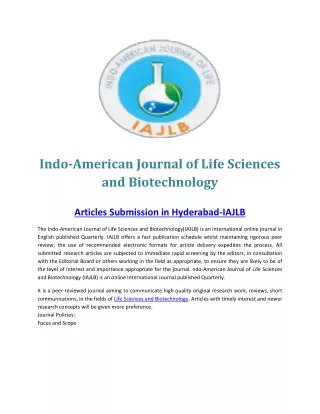 Articles Submission in Hyderabad-IAJLB