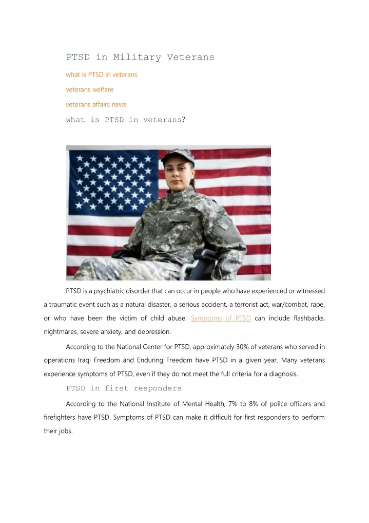 ptsd in military veterans