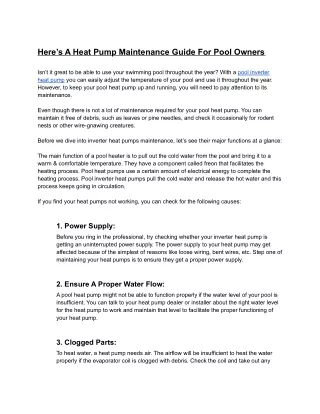 Here’s A Heat Pump Maintenance Guide For Pool Owners