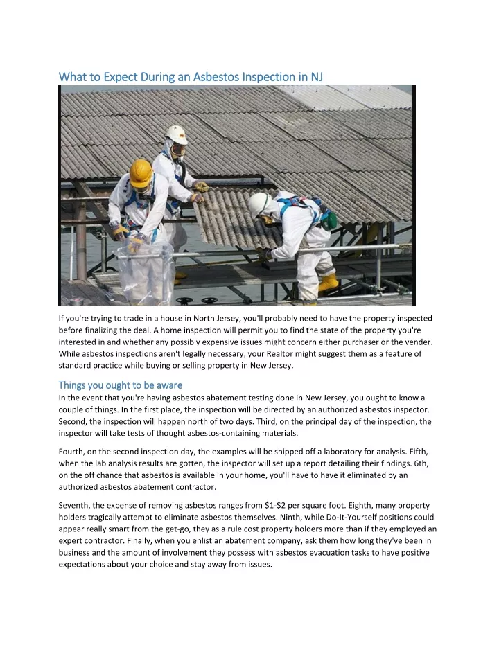 what to expect during an asbestos inspection