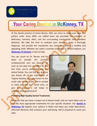 at the dental practice of james barnes