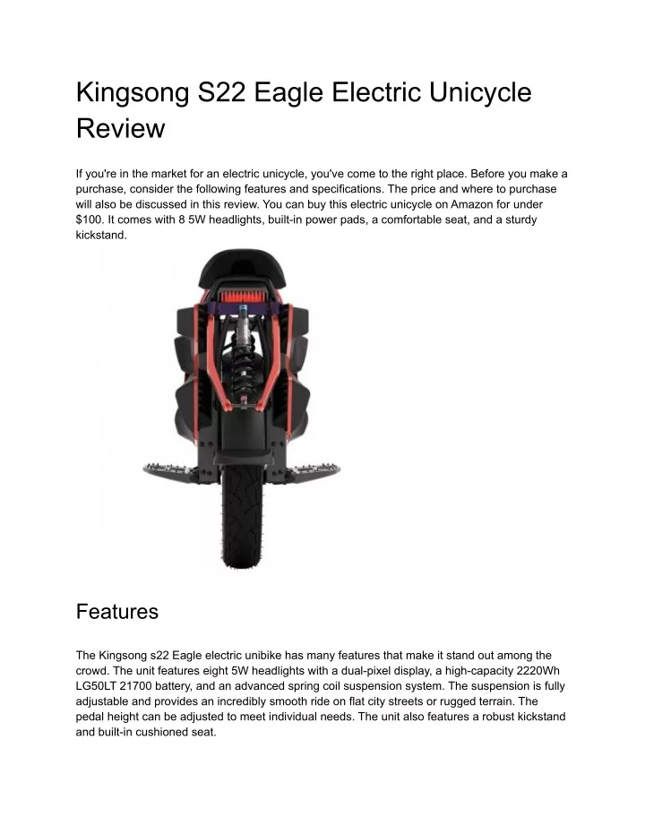 kingsong s22 eagle electric unicycle review