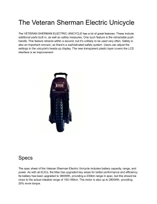 the veteran sherman electric unicycle