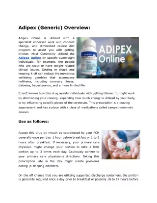 Information About The Adipex  Pharmacy Health Store