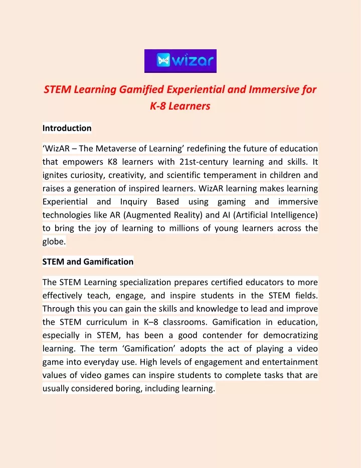 stem learning gamified experiential and immersive
